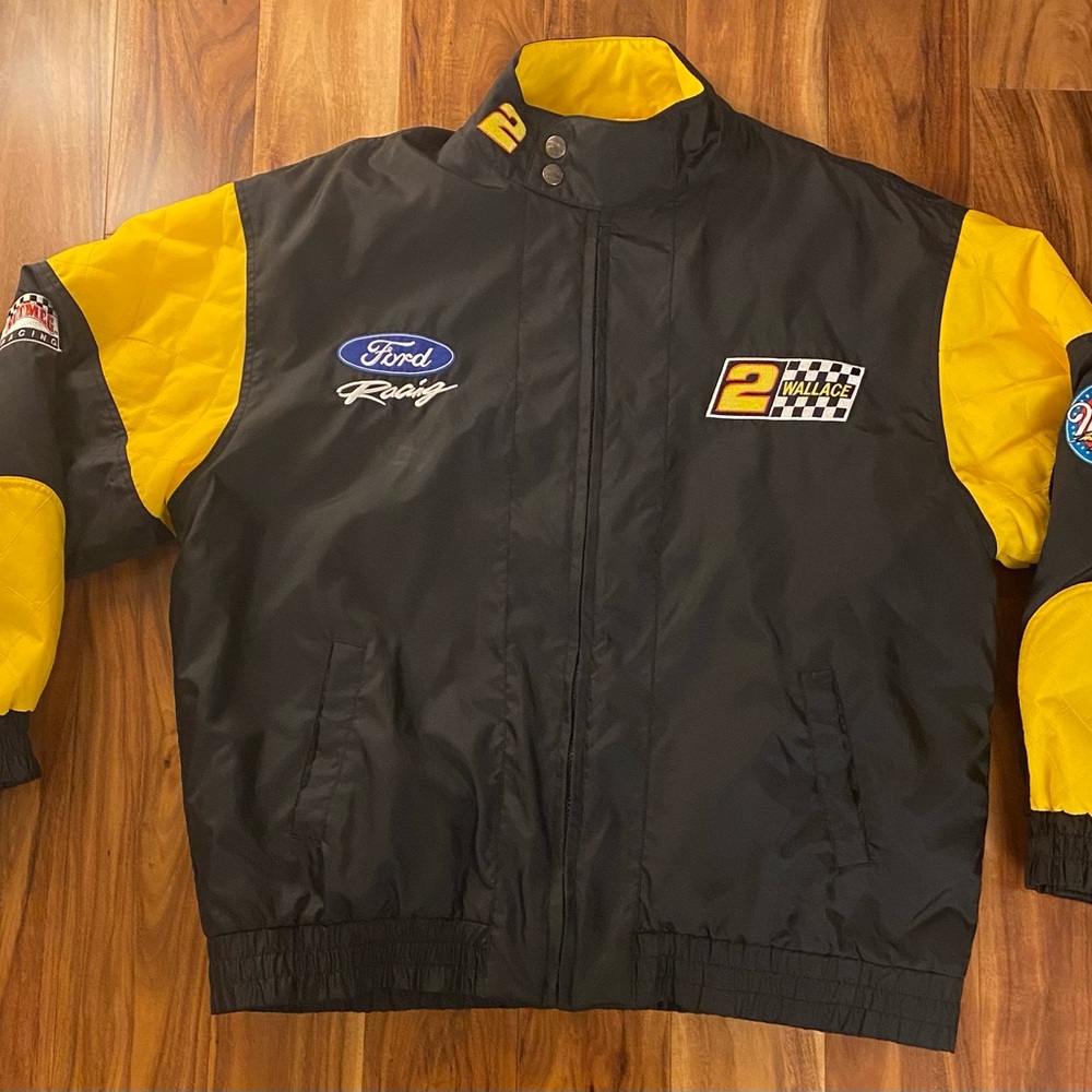 Vintage Nutmeg Rusty Wallace NASCAR Racing Puffer Jacket 90s Full Zip Size XL #2